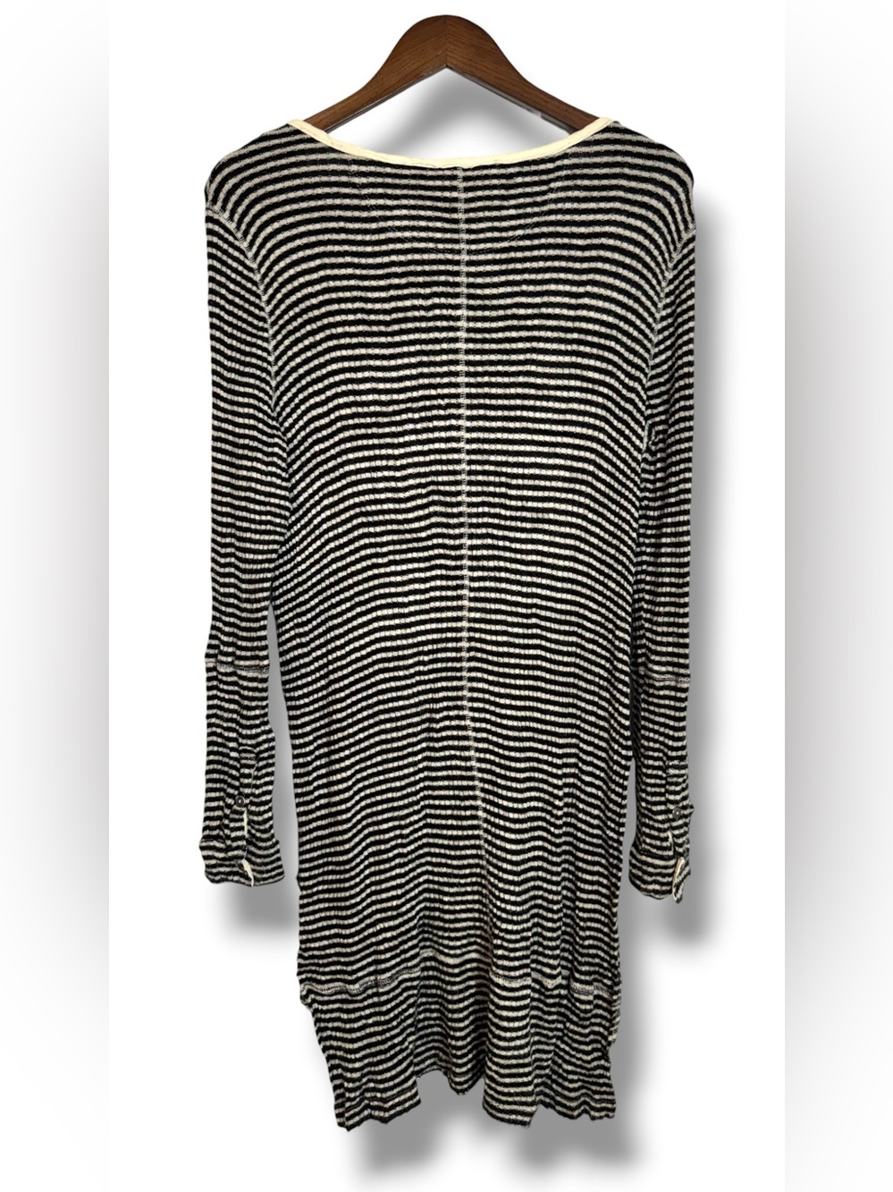 Free People We The Free Drippy Henley Top Tunic Striped Black Tea Medium - Picture 3 of 10